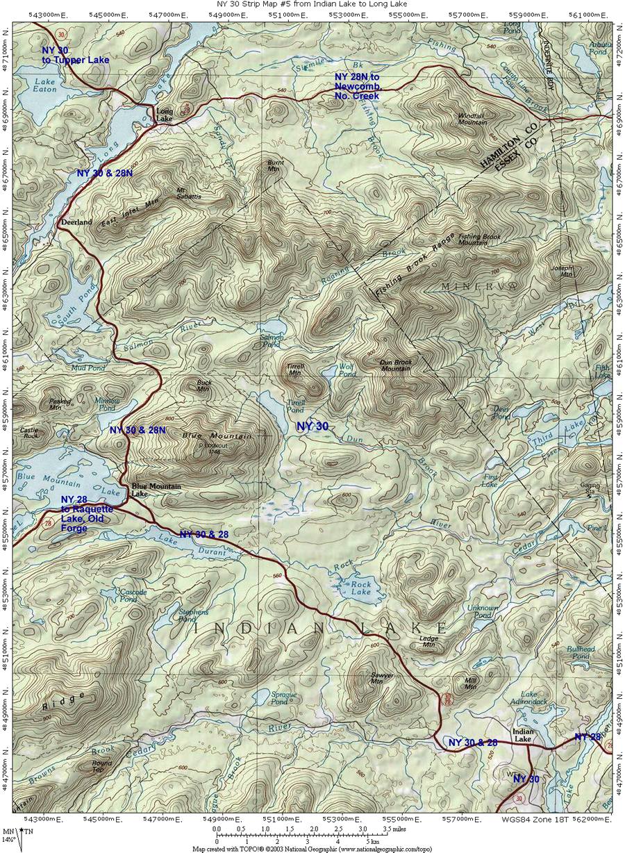 Road Map #5; from Indian Lake to Long Lake
