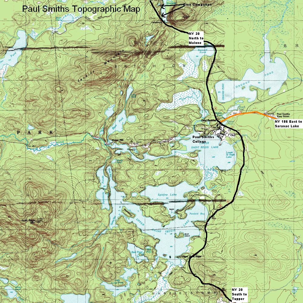 Paul Smiths & Saint Regis Lake District Topographic Map