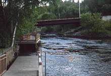 Saranac River Riverwalk, Mayor Frank Ratigan Bridge(NY 3) in Background