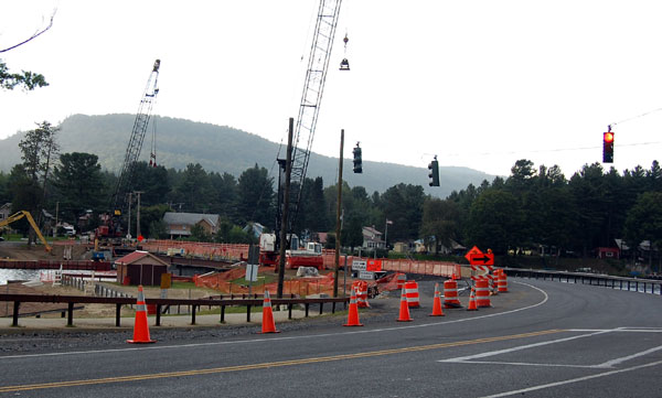 installing the new bridge over Lake Algoncquin