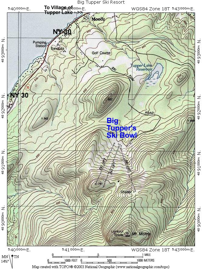 Big Tupper Ski Area Trail Map Ny Route 30: The Adirondack Trail: Big Tupper Ski Resort Topographic Map